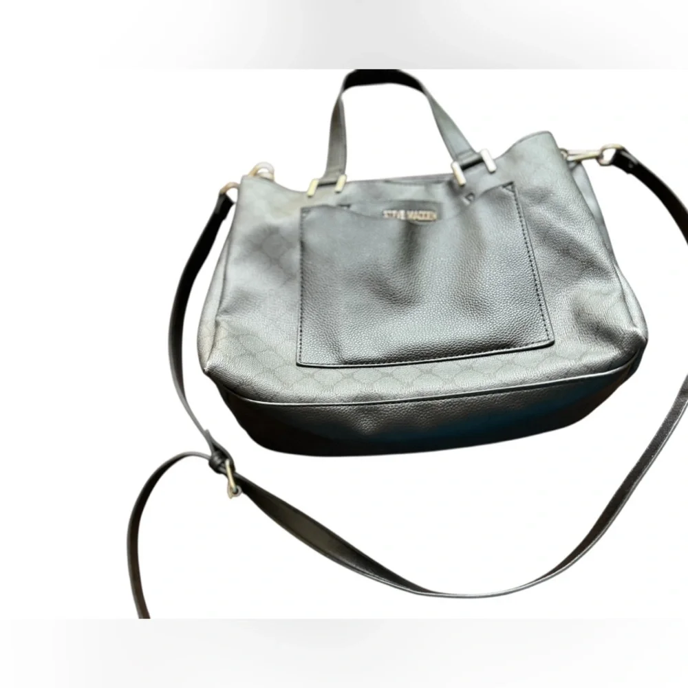 Steve Madden Women's Grey Geometric Shoulder‎ Bag with Gold Accents